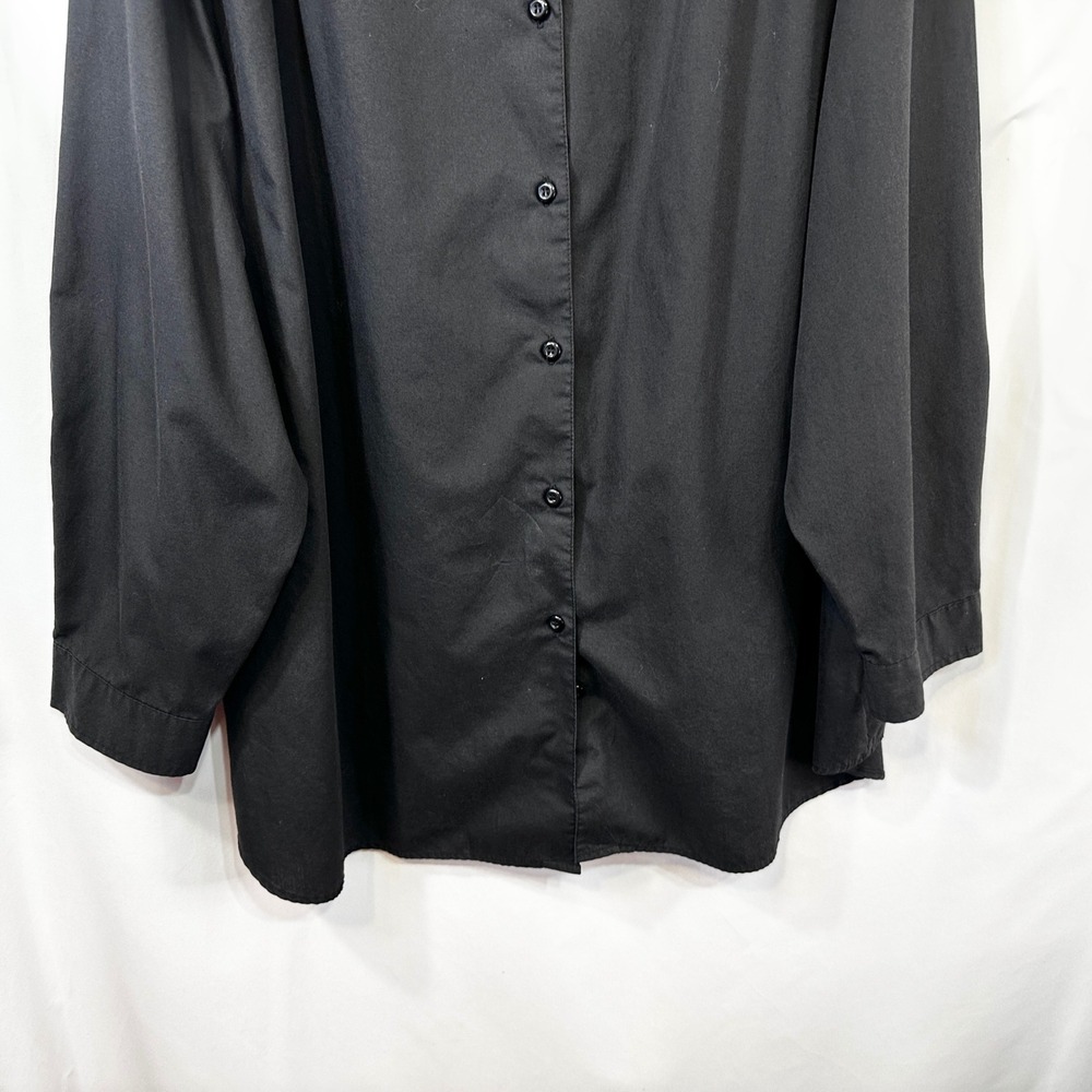 Roamans Plus Size 3X Top Solid Black Button Up‎ Long Sleeve Career Capsule 1290 - Picture 6 of 7